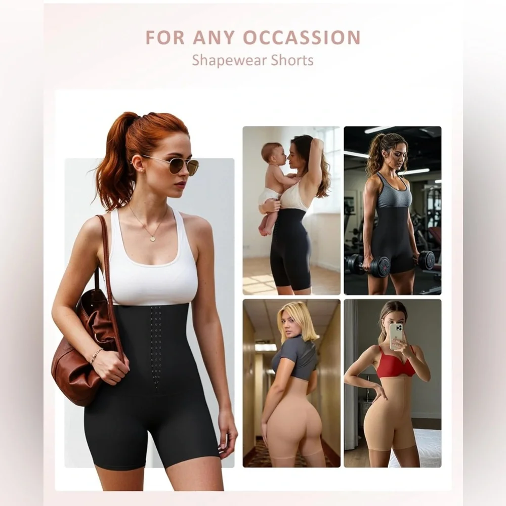 FeelinGirl Shapewear for Women Tummy Control High Waist Body Shaper Shorts - Picture 5 of 7